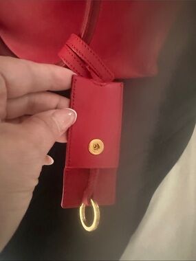 Saint Laurent | Bags | Saint Laurent Red Leather Ylogo Tote With Gold ...